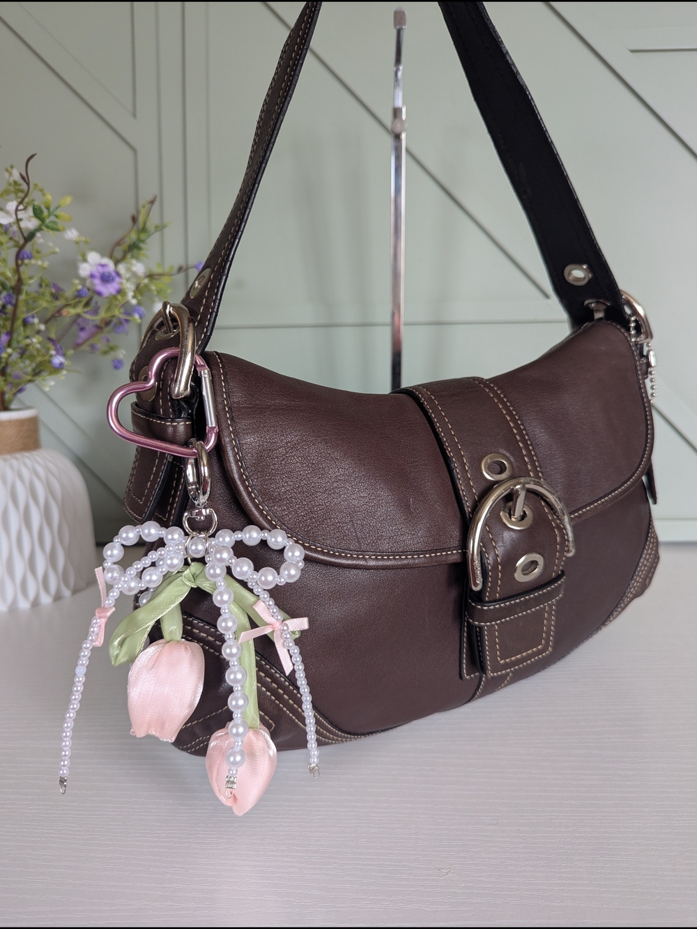 VINTAGE Coach Brown Soho Flap Hobo Shoulder Bag - Picture 3 of 10